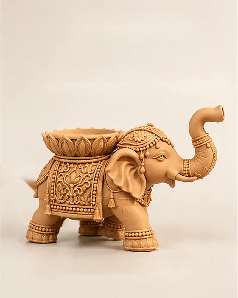 Royal Elephant with Lotus Bowl, side view